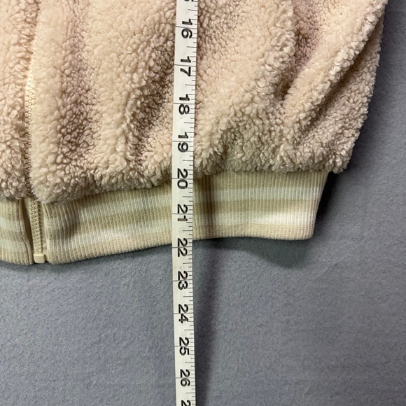 Scoop Cream Sherpa Fleece Teddy Bear Jacket Hooded Zip Up Bomber Style Small Y2K - Picture 8 of 10